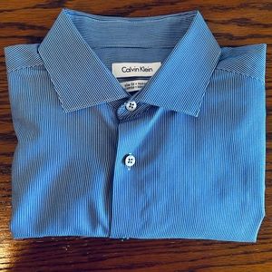 Calvin Klein Striped Blue White Mens Long Sleeve Shirt